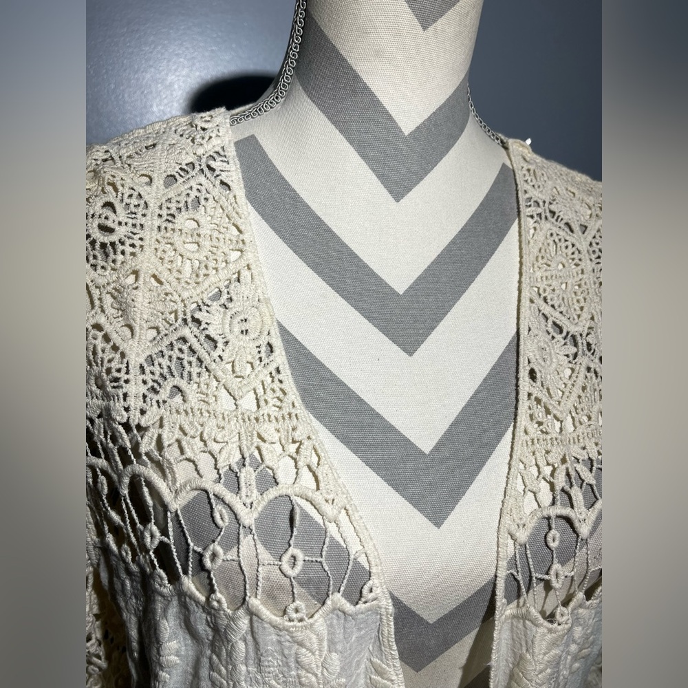 NY Collection Cream Crochet Cardigan - Picture 7 of 12